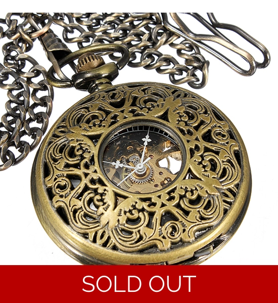 Bronze Hollow Mechanical Pocket Watch Hand-Winding